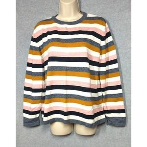 BARBOUR Padstow Fine Knit Sweater US 14 Striped 100% Cotton Casual Quality